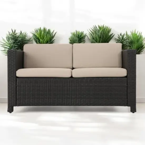4-Piece Outdoor Sofa Set with Cushions, PE Wicker Rattan Seating Group with Loveseat, Club Chairs, and Coffee Table for Backyard, Patio, or Garden image {5}