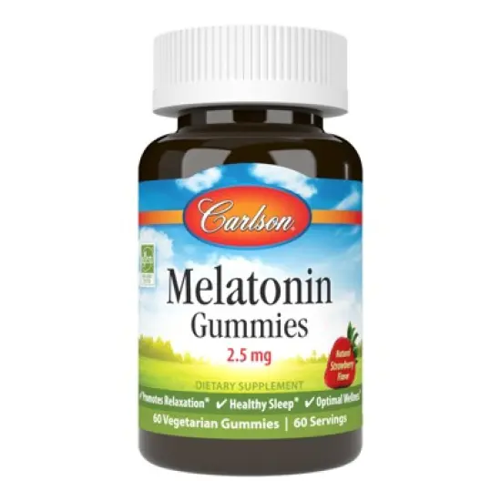 Carlson - Melatonin Gummies, 2.5 mg, Healthy Sleep, Promotes Relaxation, Vegetarian, Strawberry image {5}