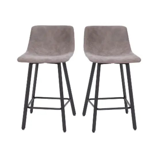Flash Furniture Caleb Modern Armless 24 Inch Counter Height Stools Commercial Grade with Footrests and Matte Metal Frames, Set of 2 image {13}