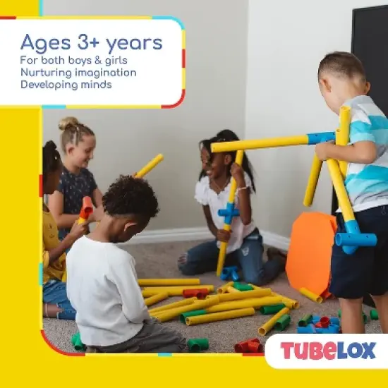 Tubelox Deluxe Indoor or Outdoor Creative Building and Construction Active Play Toy Set with 220 Pieces and Storage Bag for Kids 3+ image {4}