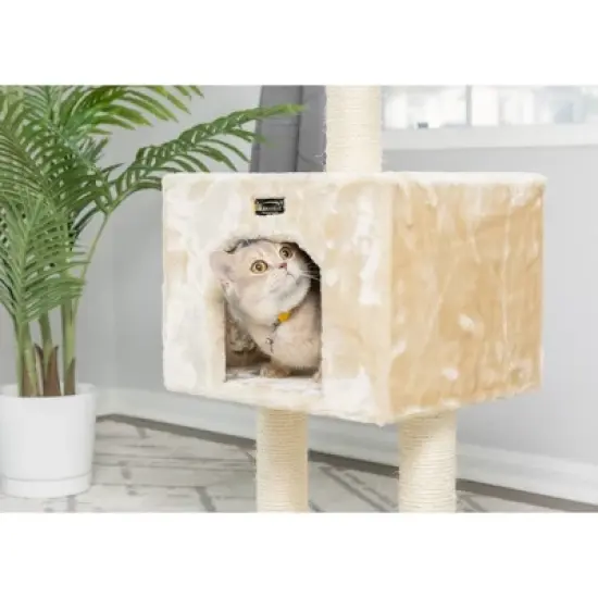 Armarkat Real Wood Cat Tree With Condo And Scratch Post 42 Height Beige A4201 image {7}