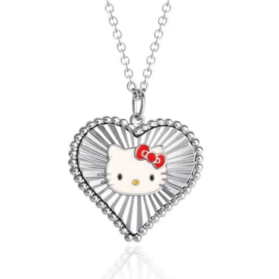 Sanrio Hello Kitty Womens Starburst Heart Necklace, 18'' - Authentic Officially Licensed image {6}
