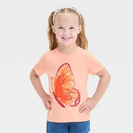 Toddler Girls' Butterfly Graphic T-Shirt - Cat & Jack&trade; Peach Orange image {4}