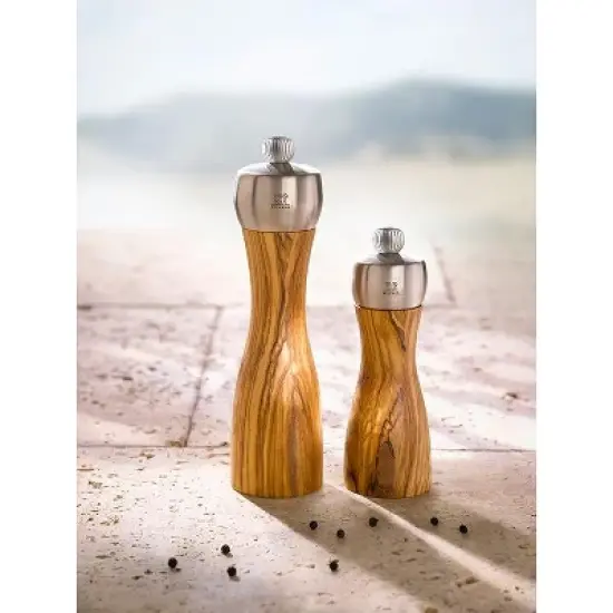 Peugeot | Fidji Pepper Mill, Wood/Stainless, Olive Wood, 20 cm - 8 in image {1}