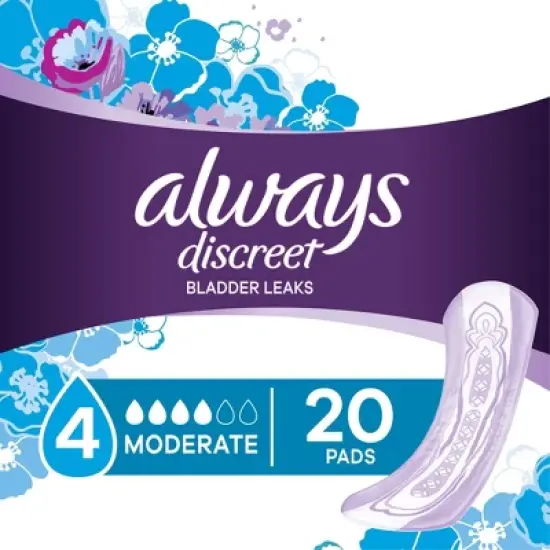 Always Discreet Incontinence & Postpartum Incontinence Pads for Women - Moderate Absorbency - Size 4 image {6}
