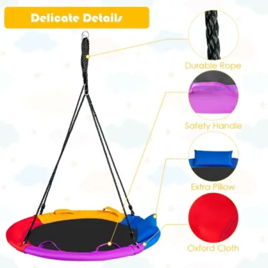 Safstar 40" Saucer Tree Swing Outdoor Round Platform Swing w/ Pillow & Handle image {4}