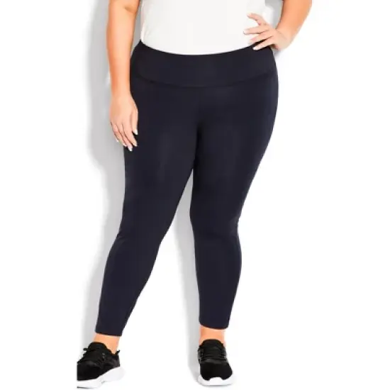 Women's Plus Size Pima High Rise Legging Navy - average | AVENUE LEISURE image {4}