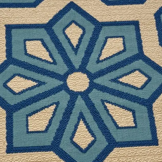 8' x 11' Tegan Geometric Outdoor Rug Ivory/Blue - Christopher Knight Home image {4}