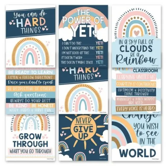 Hadley Designs Boho Rainbow Growth Mindset Classroom Decor Posters, Set of 9 image {6}