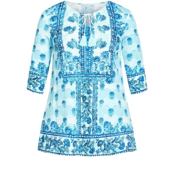 Women's Plus Size Treasured Placement Tunic - aqua splash | AVENUE image {2}