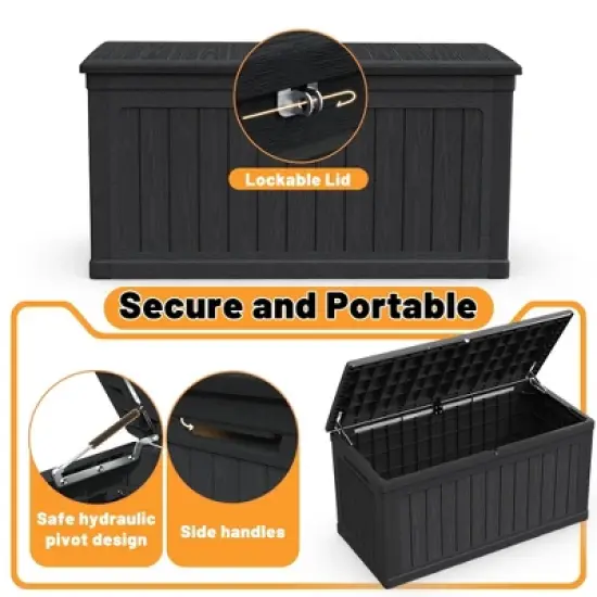 Whisen Outdoor Lockable Deck Storage Box with Double-Wall Construction - Black image {1}