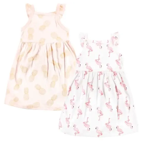 Hudson Baby Infant Girl Cotton Dresses, Flamingo Pineapple image {4}