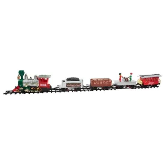 Northlight 35pc Silver and Red Battery Operated Lighted and Animated Classic Train Set with Sound image {3}