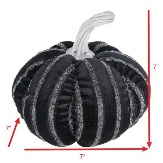Whisen Fabric Stripe Pumpkin Decor, Holiday Halloween Decoration - Black & White image {8}