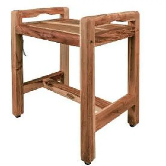 EcoDecors&reg; Eleganto&reg; 20" Teak Wood Shower Bench with LiftAide&reg; Arms in EarthyTeak Finish image {10}