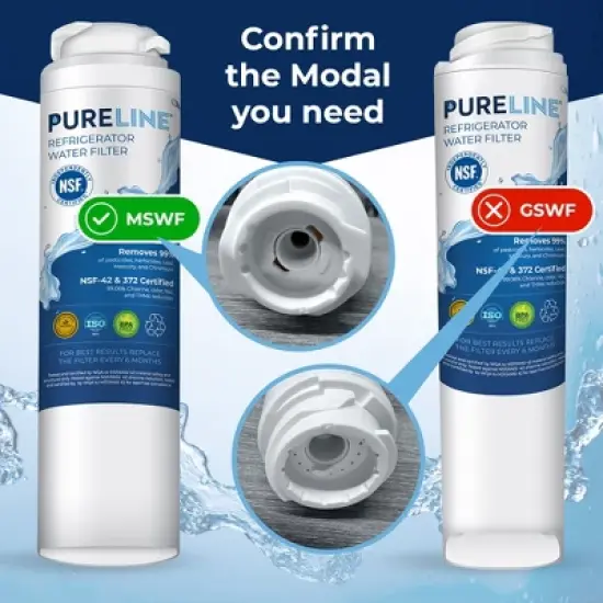 PureLine GE MSWF Refrigerator Water Filter Replacement, Compatible with RWF1500A, 101820A, 101821B Filters (2 Pack) image {2}