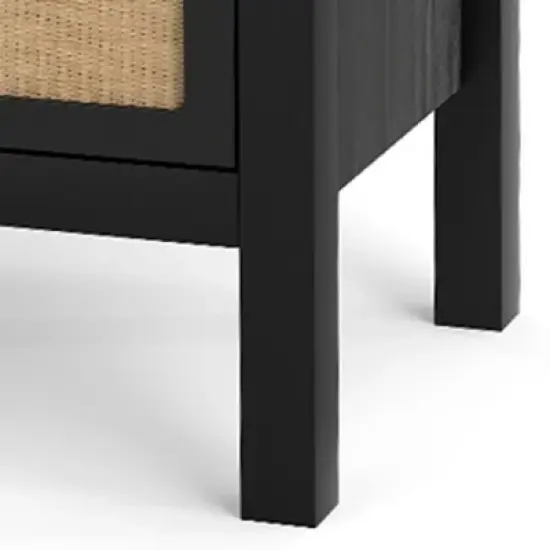 Angel Sar Rattan Night Stand with Drawers, 24'' Wide Boho Bedside Table with Large Storage and Sturdy Legs, Black image {6}
