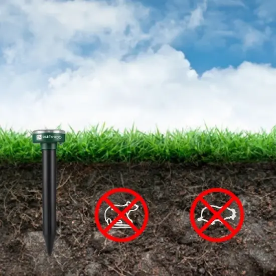 Dartwood Outdoor Solar Ultrasonic Pest and Mole Repellent - Remove Groundhogs Rats Mice Snakes and More From Your Gardens, Lawns,and Yards (4-8 Packs) image {1}