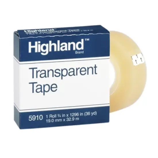 Highland Transparent Tape, 3/4" x 1296", 1" Core, Clear, 12 Rolls image {1}