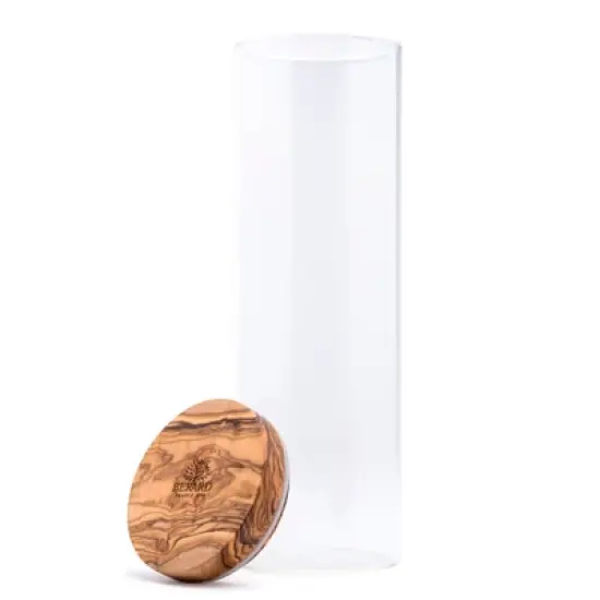 Berard Glass Storage Jar With Olive Wood Lid, 50-ounce image {2}