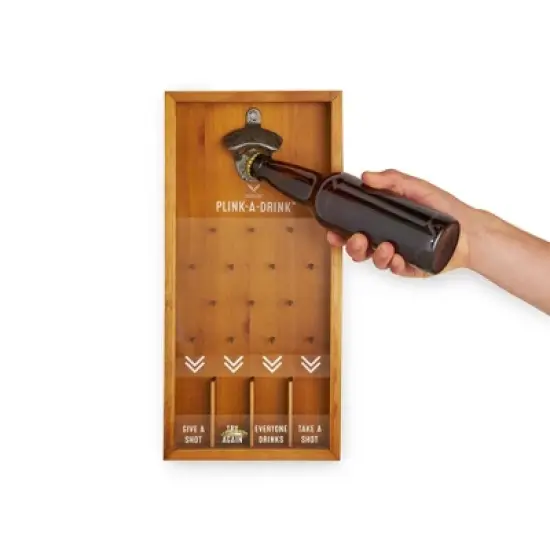 Foster & Rye Plink-A-Drink Wall Mounted Bottle Opener and Catcher- Wooden Bottle Cap Opener Party Games for Parties image {2}