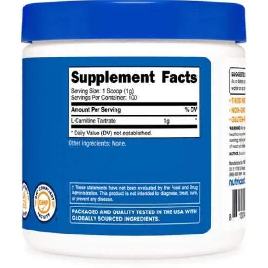 Nutricost L-Carnitine Tartrate Powder (100 Grams) image {4}