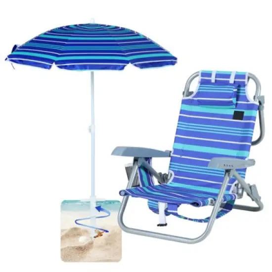 MUKE Kids Reclining Beach & Camp Chair with Umbrella, 5-Position Foldable Chair, Lightweight & Portable Design for Outdoor Fun image {7}