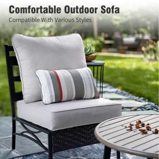 Captiva Designs Outdoor Half-Moon Sectional Patio Conversation Sets with 2 Round Table for Garden, Poolside, Balcony, Backyard image {2}