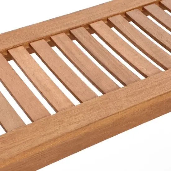 LuxenHome Natural Solid Wood 47.2-Inch Long Rectangle Sloping Seat Outdoor Bench image {6}