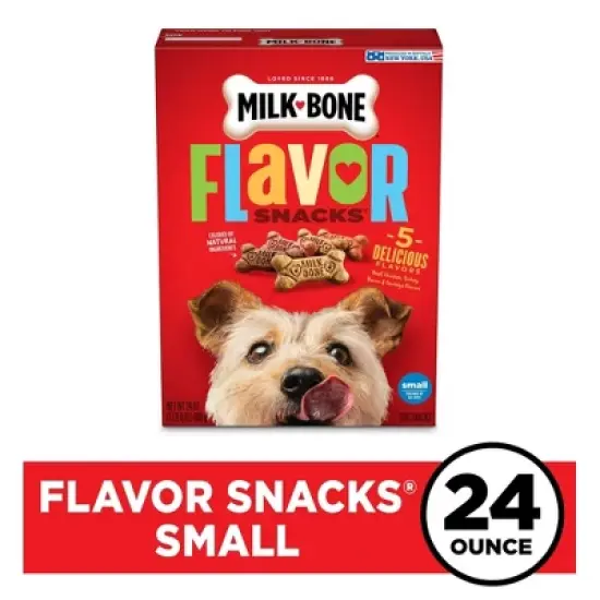 Milk Bone Flavor Snacks Small Dog Biscuits, Flavored Crunchy Dog Treats, 24 oz, Pack of 2 image {1}