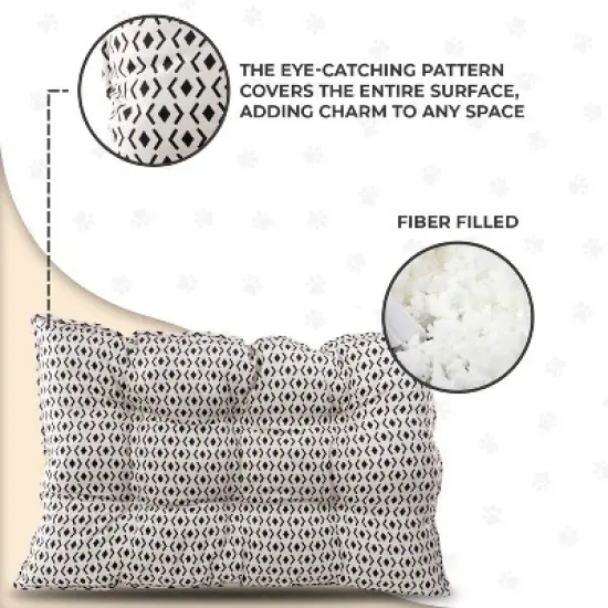 Precious Tails Printed Microsuede Tufted Mat Bed for Dogs - Ivory - L image {7}