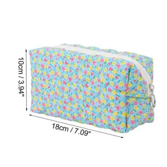 Unique Bargains Women Portable Flower Pattern Makeup Bag 1 Pc image {2}
