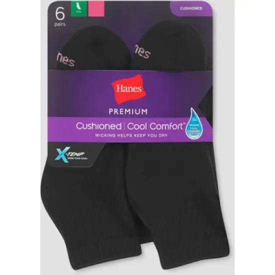 Hanes Premium Women's 6pk Cushioned Ankle Socks - 5-9 image {1}