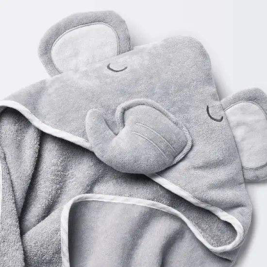 Baby Elephant Hooded Towel - Cloud Island&trade; Gray image {2}