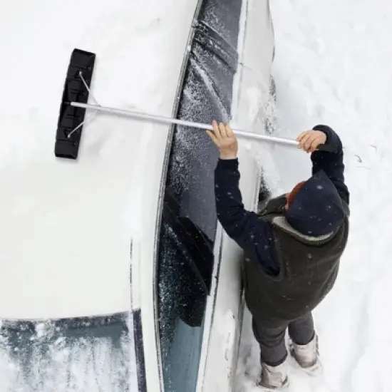 SUGIFT 20ft Snow Roof Rake 25" Plastic Blade Snow Removal Tool for House Roof, , Wet Leaves, Car Snow image {2}