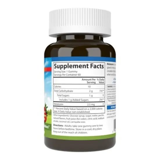 Carlson - Melatonin Gummies, 2.5 mg, Healthy Sleep, Promotes Relaxation, Vegetarian, Strawberry image {2}