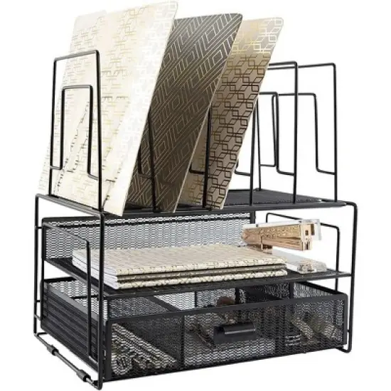 Blu Monaco Desk Organizer with File Sorters & Drawer image {11}