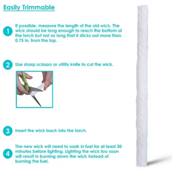 Sunnydaze Outdoor Long-Lasting Replacement Fiberglass Tiki Torch Oil Lamp Lantern Wick Strings image {1}