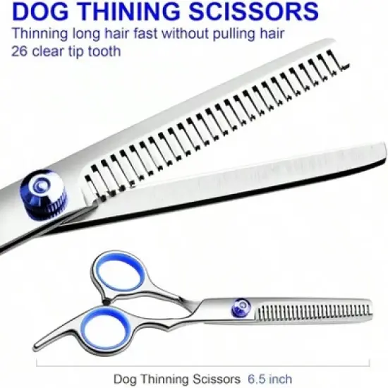BABYYER Professional Dog Grooming Scissors Kit, Titanium Coated Dog Scissors for Grooming, 3 in1 Grooming Shears Kit image {4}