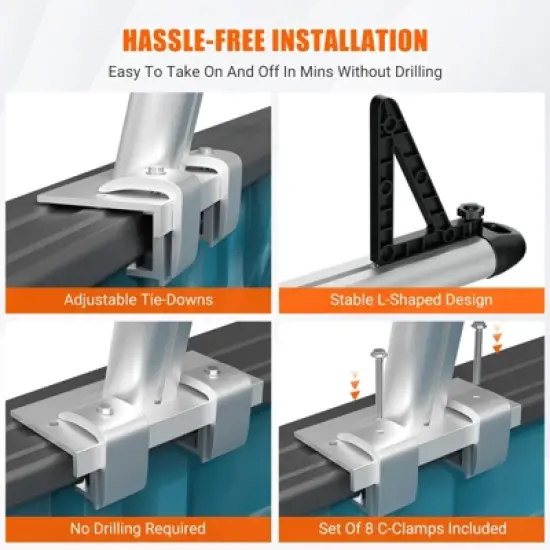 71" Aluminum Truck Ladder Rack - Heavy Duty 800LB Capacity, Universal Pickup Truck Bed Rack with 8 C-Clamps, for Kayak, Surfboard image {4}