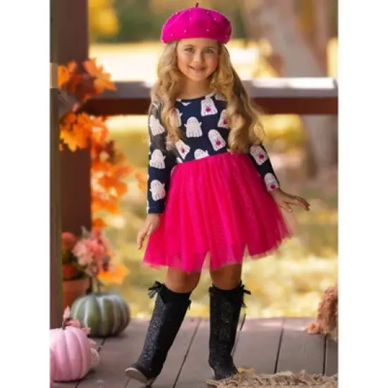 Girls Boo-tiful Twirls Ghost Print Halloween Dress - Mia Belle Girls image {3}