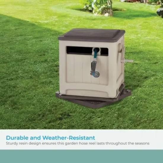 Suncast 225 ft. Swivel Smart Trak Resin Hose Hideaway, Light Taupe/Mocha image {5}