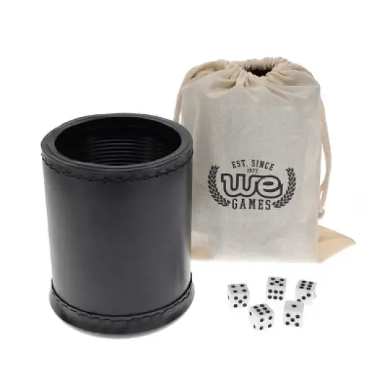 WE Games Professional, Leather Dice Cup Set - 5 Dice, Instructions for 10 Dice Games & Cloth Carry Bag image {7}