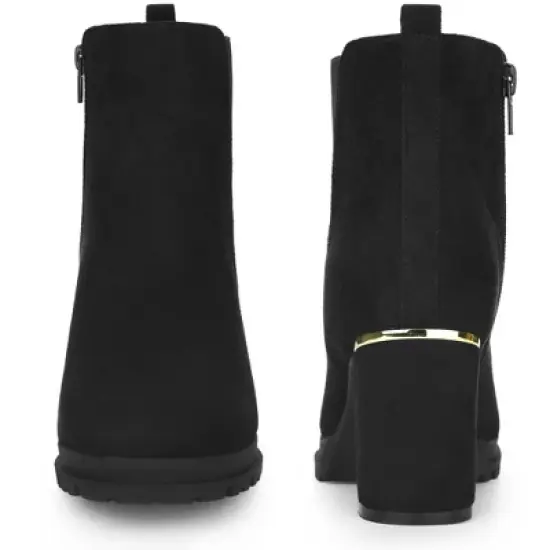 Perphy Women's Platform Round Toe Chunky Heels Ankle Chelsea Boots image {1}