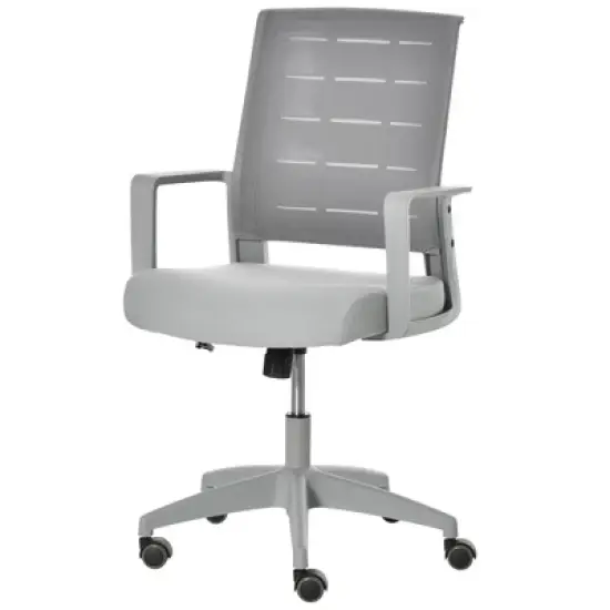 Vinsetto Mid-Back Home Office Chair, Task Computer Desk Chair with Lumbar Support and Adjustable Height, gray image {3}