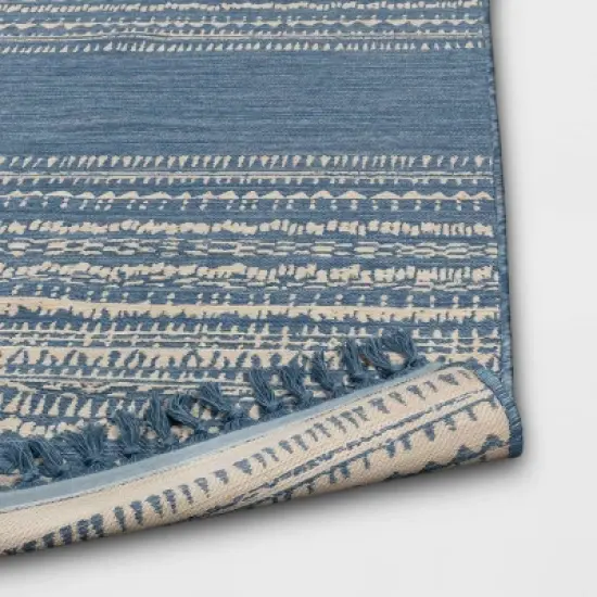 5' x 7' Fringe Outdoor Rug Blue Striped - Threshold&trade; image {3}