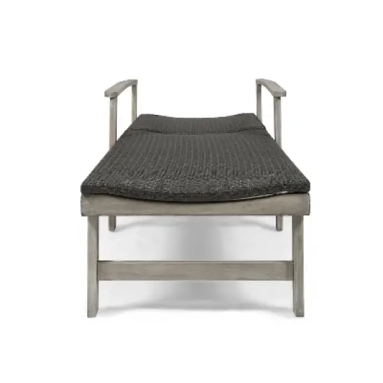 Gulches Wood and Wicker Gray Patio Chaise Lounges - Adjustable Recliners with Armrests image {9}