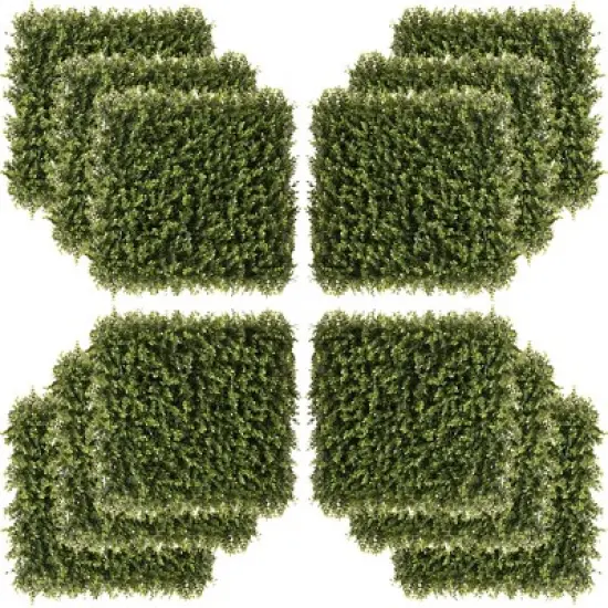 Syemin Patio Decorative Screens, Artificial Grass Wall Panels, Privacy Screen for Outdoor Indoor Garden Fence Backyard, Green, 19.75"*19.75"*1.75" image {3}