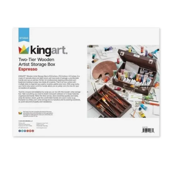 Kingart 2 Tier Wooden Artist Storage Box - Espresso image {8}