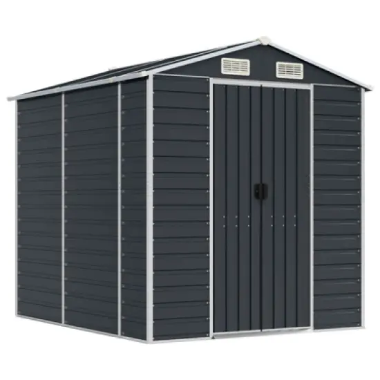 vidaXL Garden Shed Galvanized Steel - Anthracite 75.2 x 84.6 x 78 in image {12}